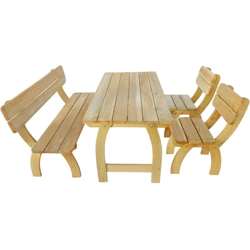 Set da Pranzo per Esterni 4 pz in Legno di Pino Impregnato - Marrone - Youthup características