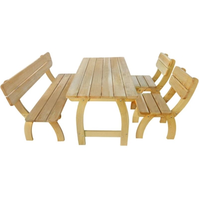 Set da Pranzo per Esterni 4 pz in Legno di Pino Impregnato - Marrone - Youthup