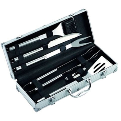 Ompagrill - Set kit 6 pz accessori griglia barbecue BBQ attrezzi inox utensili con valigetta