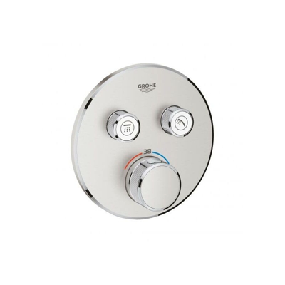 Termostato Grohe Grohe Grohtherm SmartControl Thermostat con due valvole di intercettazione, rosone a parete tonda, colorazione: super acciaio