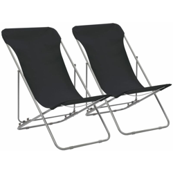Sedie da Spiaggia Pieghevoli 2 pz Acciaio e Tessuto Oxford Nero - Nero - Vidaxl en oferta