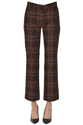 Checked print cropped trousers