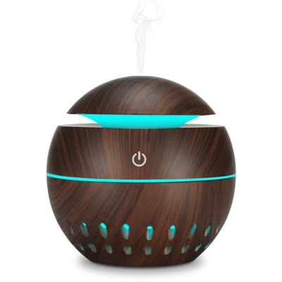 USB Car umidificatore cava variopinta di notte in legno chiaro macchina grano casa aromaterapia (legno scuro YX-003A)