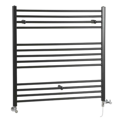 Hudson Reed Nox Scaldasalviette Misto Piatto Moderno - Termoarredo Bagno a Scaletta Nero - Design Elettrico & Idraulico - 829W - 1000 x 1000mm