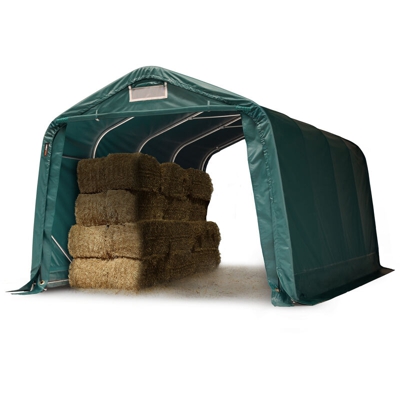 Box Cavalli 3,3x4,8 m, telo ignifugo verde in PVC ca. 720g/m², protezione per cavalli, pecore, per cemento