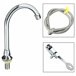 Drillpro - Rubinetto per valvola a pedale di alta qualità Bacino verticale in rame per casa con tubo flessibile da 1 m e pedana precio