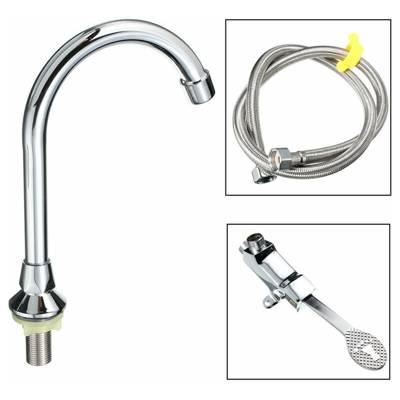 Drillpro - Rubinetto per valvola a pedale di alta qualità Bacino verticale in rame per casa con tubo flessibile da 1 m e pedana