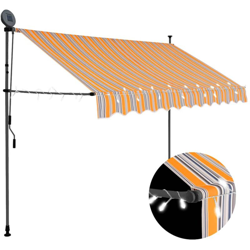 Tenda da Sole Retrattile Manuale con LED 250 cm Giallo e Blu - Multicolore - Vidaxl en oferta