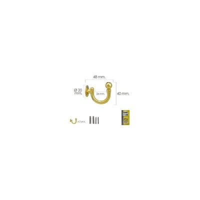 Gancio in ottone Vite 48 mm. Con tappi e viti (blister da 2 pezzi) 05391010