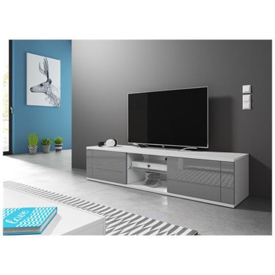 Mobile Tv Lilak Rtv. Rtv. Mobile Tv Con Mensola. Colore: Bianco / grigio Lucido