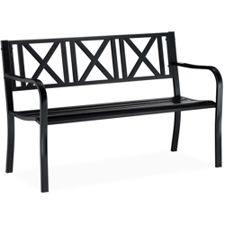 Panca da Giardino in Metallo, 2 Posti, Resistente, Panchina da Balcone HxLxP 81 x 127 x 56 cm, Nero precio