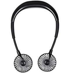 Portatile ricaricabile a LED Fan Wearable Sede design Fan personali del dispositivo di raffreddamento con doppio collo del vento ventilatore USB per características