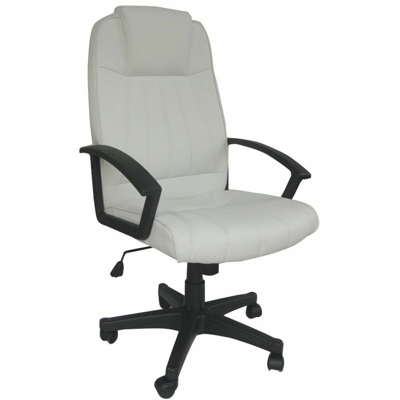 sedia ufficio "comfort" ecopelle bianca e braccioli, 106/115x64x66 cm