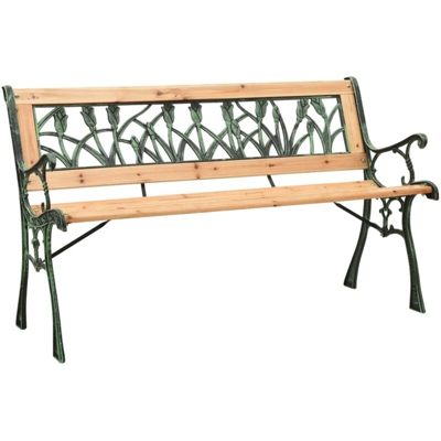 Panchina da Giardino 122 cm in Ghisa e Legno Massello di Abete - Marrone - Vidaxl