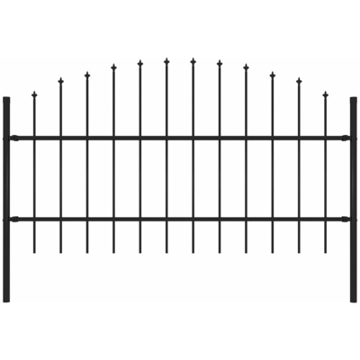 Recinzione Giardino Punta a Lancia (0,75-1)x1,7m Acciaio Nero