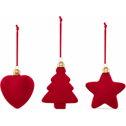 Decorazioni floccate set da 3 pz, rosso en oferta