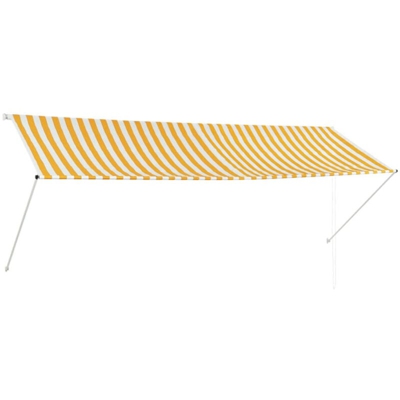Tenda da Sole Retrattile 350x150 cm Giallo e Bianco - Multicolore - Vidaxl