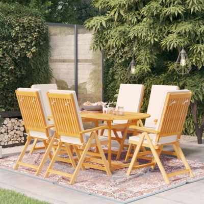 vidaXL Set da Pranzo da Giardino 7 pz con Cuscini in Legno di Teak - Marrone