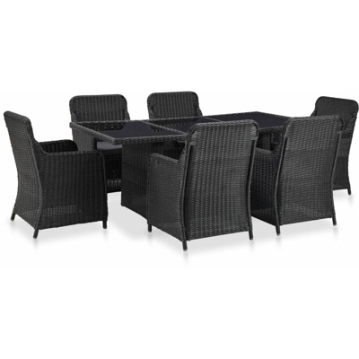 Set da Pranzo da Giardino 7 pz in Polyrattan Nero - Nero - Youthup