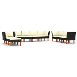 Set Divani Da Giardino 10 Pz Con Cuscini In Polyrattan Nero precio