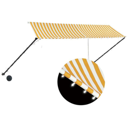 Tenda da Sole Retrattile con LED 350x150 cm Giallo e Bianco - Giallo - Vidaxl en oferta