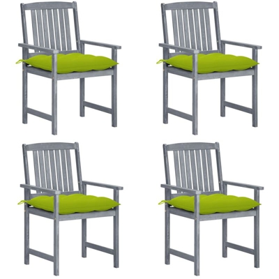 Sedie da Regista con Cuscini 4 pz in Massello di Acacia Grigio - Grigio - Vidaxl
