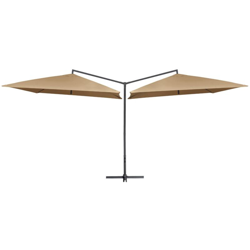 Ombrellone Doppio con Palo in Acciaio 250x250 cm Grigio Talpa - Marrone - Vidaxl en oferta