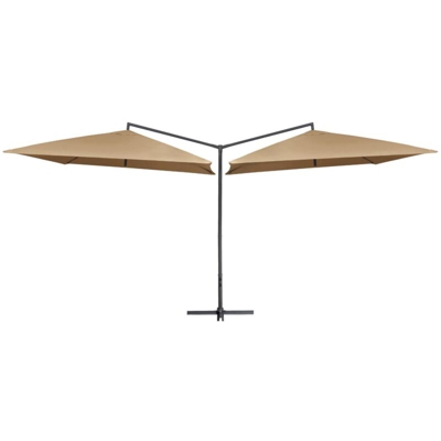 Ombrellone Doppio con Palo in Acciaio 250x250 cm Grigio Talpa - Marrone - Vidaxl