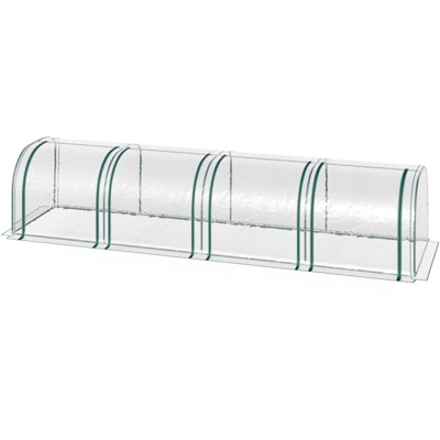 Serra a Tunnel in PVC con 4 Porte Avvolgibili in Acciaio e PVC Trasparente, 400x100x80cm - Outsunny