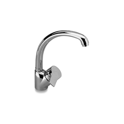 Miscelatore monocomando per lavabo monoforo, bocca tonda girevole serie quadramix gs