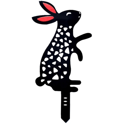Nuovo stile Pastorale Decorazione Rabbit Yard Art Garden Hollow-Out Pattern 6PCS Imitation Rabbit Animal Ornaments,Stile coniglio-C nero e rosso