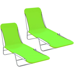 Lettini Prendisole Pieghevoli 2pz in Acciaio e Tessuto Verde - Verde - Vidaxl en oferta