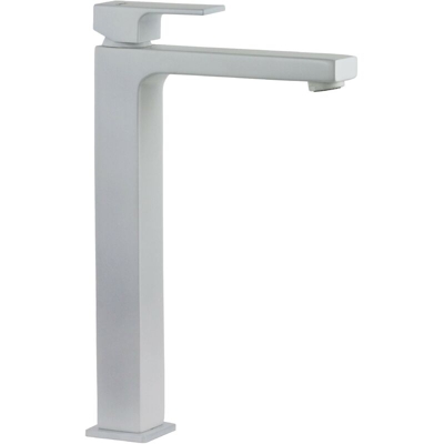 Gattoni Rubinetteria - Miscelatore lavabo tipo alto in ottone colore bianco opaco Gattoni Kubik 2584/25BO | Bianco opaco - Senza piletta di scarico