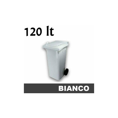 Grecoshop - Cassonetto/Pattumiera/Contenitore/Bidone per raccolta rifiuti uso esterno 120lt Bianco