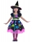 Costume strega multicolore con ragnatele bambina
