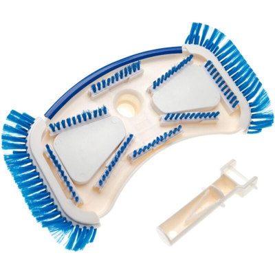 pulisci fondo per piscina da collegare a pompe di aspirazione, skimmer - aspiratore con attacco da 32/38mm, con spazzole laterali, bianco / blu - Vhbw