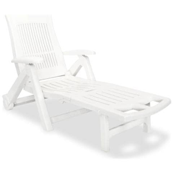 Lettino Prendisole Con Poggiapiedi Plastica Bianco en oferta