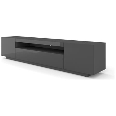 Lowboard Mobile Tv 200 Cm Solo, Mobile Tv, Credenza Rtv, Tavolo Hifi (grafite Senza Illuminazione)