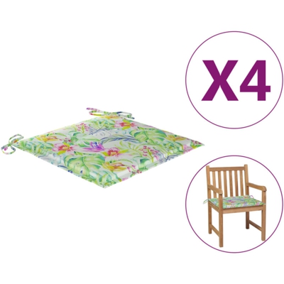 vidaXL Cuscini Sedie Giardino a Foglie 4 pz 50x50x4 cm Tessuto - Multicolore