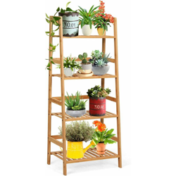 Scaffale per Piante in bambu, Supporto per Fiori a 4 Ripiani, Scaffale Portafiori per Balcone Giardino Cortile, 48 x 32 x 115 cm (Naturale) características