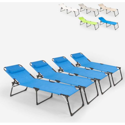 Set 4 lettini spiaggia mare giardino pieghevoli in alluminio Mauritius | Blu en oferta