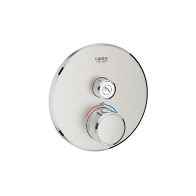 Termostato Grohe Grohtherm SmartControl Thermostat con una valvola di intercettazione, rosone a parete tonda, colorazione: super acciaio - 29118DC0