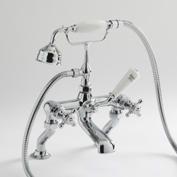 Hudson Reed Elizabeth Rubinetto Miscelatore Tradizionale per Bordo Vasca - Design a Croce Vittoriano in Ottone Solido - Finitura Cromata con Ceramica precio