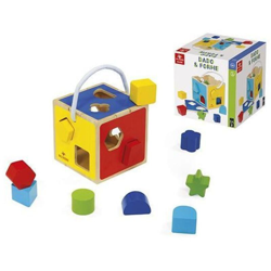 Lgvshopping - Dado Cubo Con Forme E Colori Tutto In Legno Con Maniglia Per I Primi Giochi en oferta