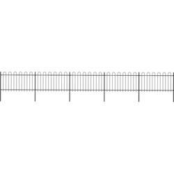 Recinzione da Giardino con Punta Tonda in Acciaio 8,5x1m Nera - Nero - Youthup en oferta