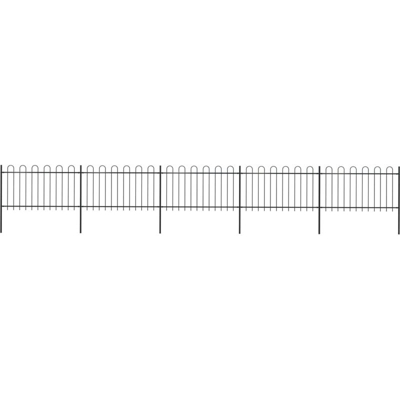 Recinzione da Giardino con Punta Tonda in Acciaio 8,5x1m Nera - Nero - Youthup