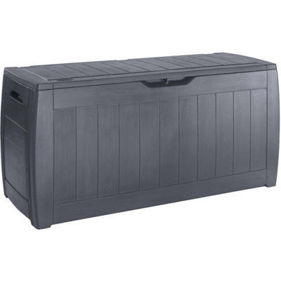 Baule Cassapanca Da Esterno 117,5x57,3x45 Cm In Resina Effetto Legno Hollywood Antracite - Keter