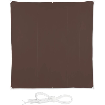 Relaxdays - Tenda a Vela Quadrata, Idrorepellente, Anti UV, con Corde di Supporto, Terrazza, Giardino, LxP: 5x5 m, Marrone