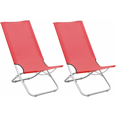 Sedie da Spiaggia Pieghevoli 2 pz in Tessuto Rosso - Rosso - Vidaxl