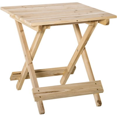 Outsunny Tavolino da Giardino o da Esterno Pieghevole e Portatile in Legno 50x50x51cm